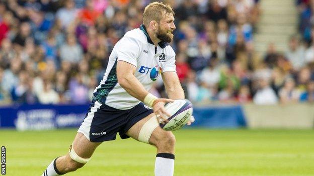 John Barclay in action for Scotland during a World Cup warm-up match