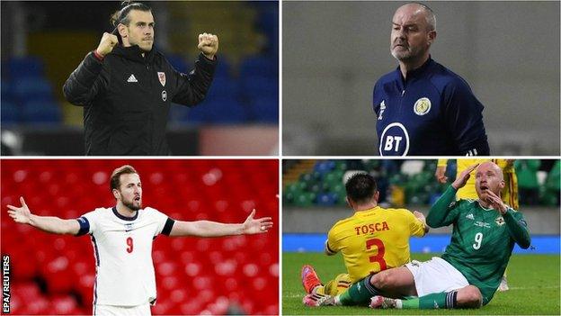 Gareth Bale, Steve Clarke, Harry Kane and Liam Boyce