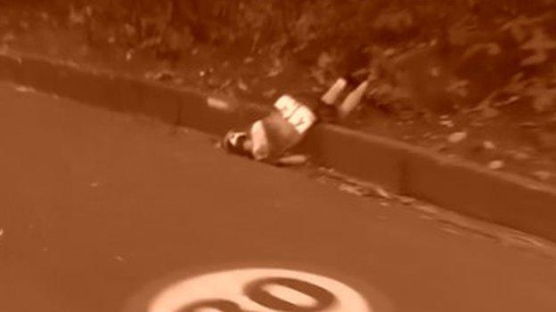 Annemiek van Vleuten lay crumpled on the ground after the crash