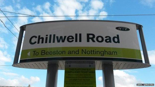 Chilwell Road tram sign