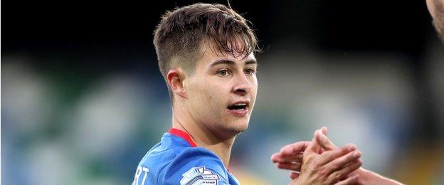 Jordan Stewart marked his competitive Linfield debut by scoring as a sub against La Fiorita