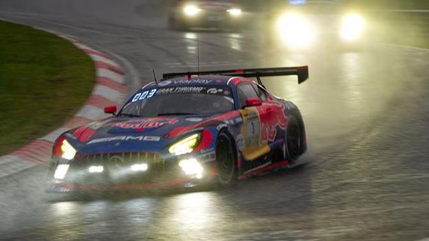 Verstappen and his team-mates battled through rain to lead the Nurburgring 24hrs