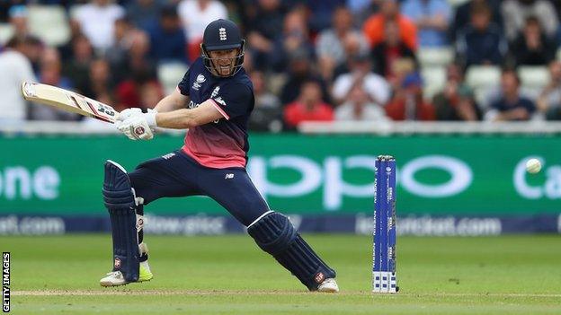 England's Eoin Morgan plays a shot against Australia in the 2017 Champions Trophy