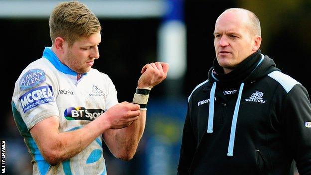 Glasgow Warriors' Finn Russell and Gregor Townsend