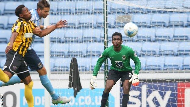 Reice Charles-Cook's league debut for Coventry City came in the 3-0 win at home to Shrewsbury Town on 3 October