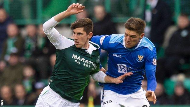 Hibs' Emerson Hyndman and St Johnstone's Ross Callachan