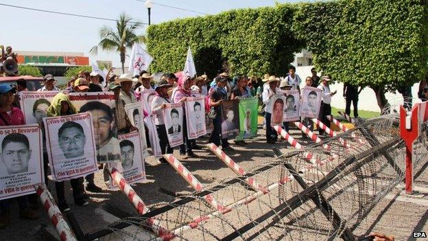 Parents of the 43 students missing in Iguala protest