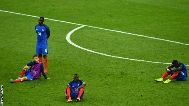 France players after being beaten by Portugal in the 2016 European Championship final