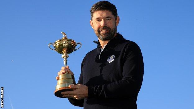 Padraig Harrington with the Ryder Cup trophy