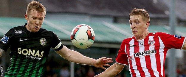 Derry City's Ronan Curtis had a last-minute shot saved