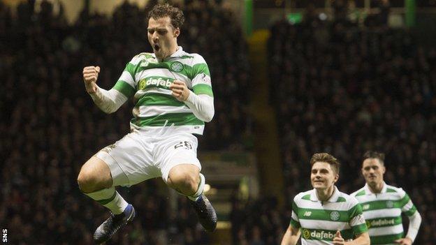 Celtic defender Erik Sviatchenko celebrates