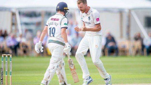 Gary Ballance was the second victim for Oliver Hannon-Dalby in his second-innings haul of wickets