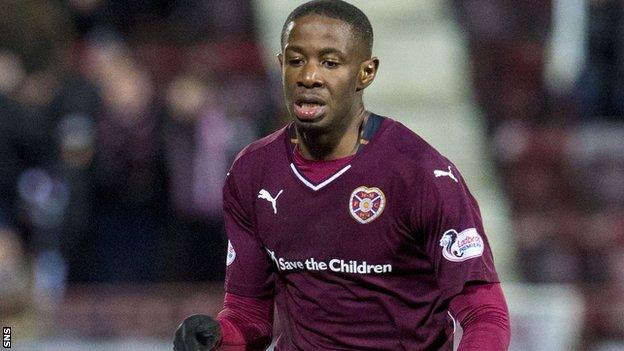 Hearts midfielder Arnaud Djoum