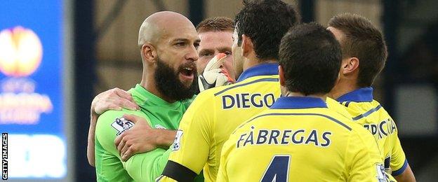 Diego Costa and Tim Howard