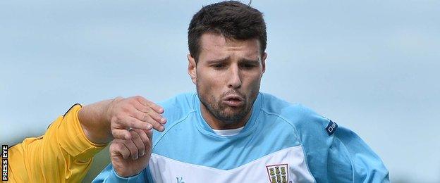 Down GAA player Alan Davidson in action for Ballymena United in August 2013