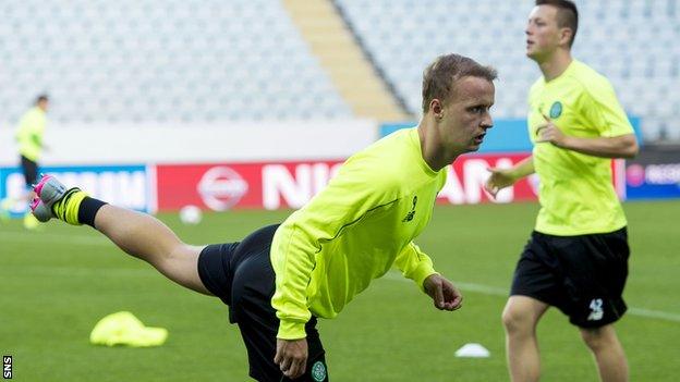 Celtic striker Leigh Griffiths trains in Malmo