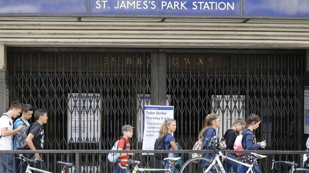 Commuters at St James Park station on 9 July