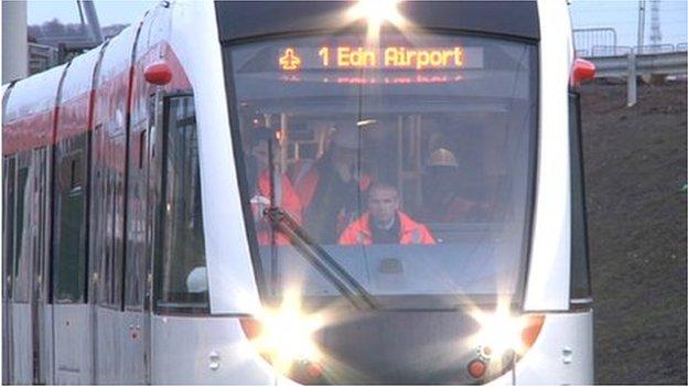 Tram on track at Gogar