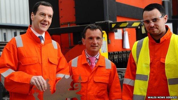 George Osborne at a factory in the Vale of Glamorgan