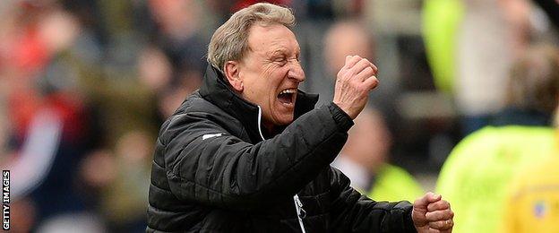 Neil Warnock celebrates with Rotherham