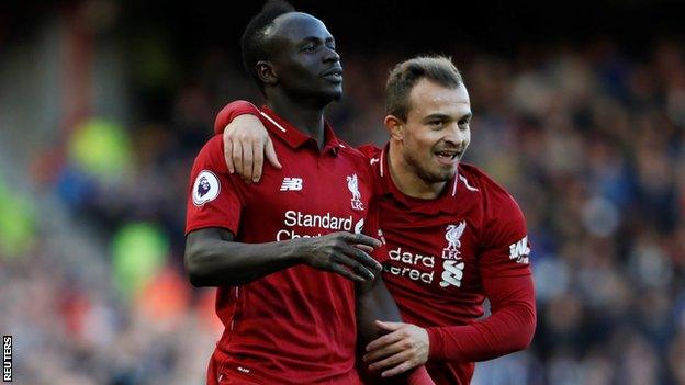 Liverpool's Sadio Mane and Xherdan Shaqiri