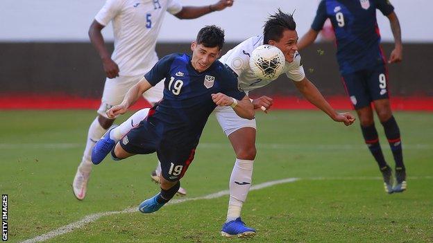 Sebastian Soto (left) in action for Telstar for United States