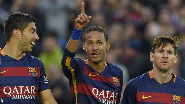 Luis Suarez, Neymar and Lionel Messi