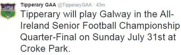 Tipperary are into the All-Ireland Championship quarter-finals for the first time