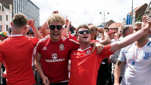 Wales and England fans in Lens