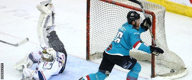 Brandon Benedict's goal put the Belfast Giants into the lead for the first time at 3-2