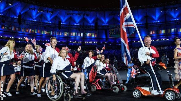 The GB team at the opening ceremony of the Rio Paralympics