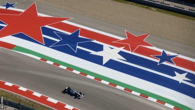 Lewis Hamilton racing at the US Grand Prix