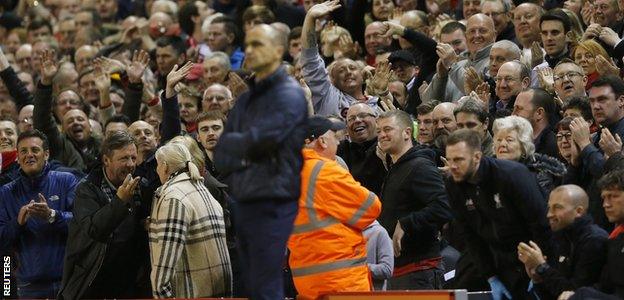 Roberto Martinez during the 4-0 defeat by Liverpool