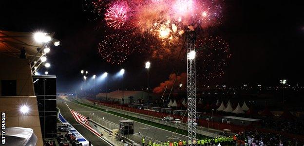 Fireworks at the 2017 Bahrain Grand Prix