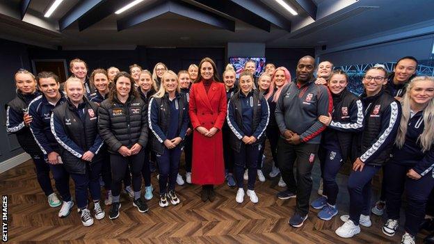 England women's team and Princess of Wales