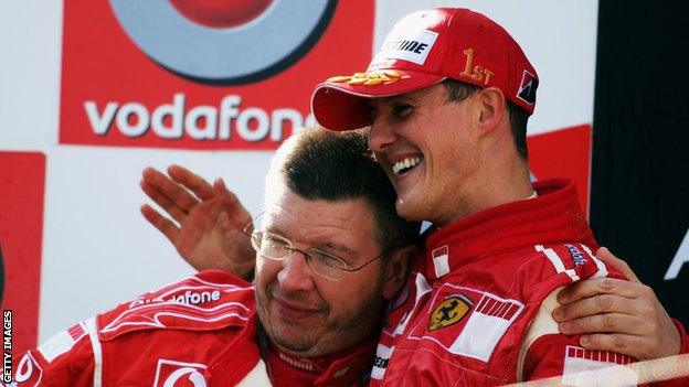 Ross Brawn and Michael Schumacher