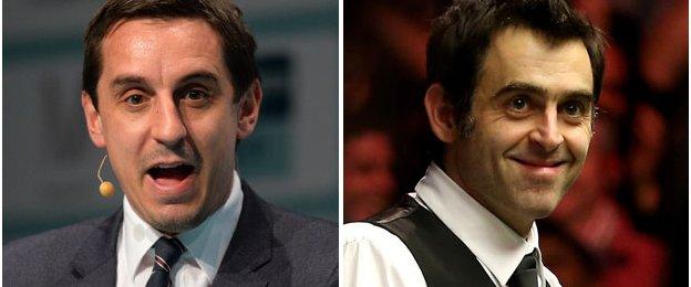 Ronnie O'Sullivan and Gary Neville