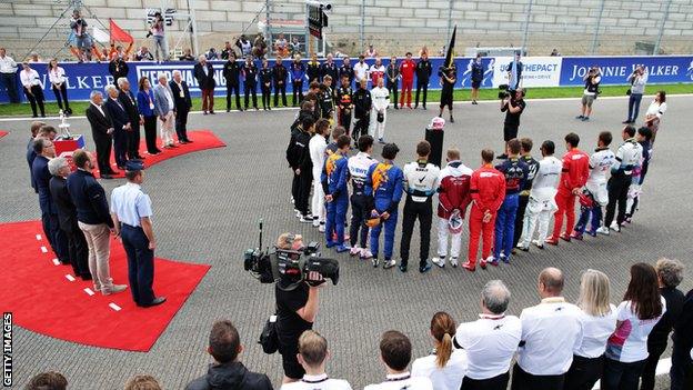 A minute's silence was observed by the drivers for Hubert