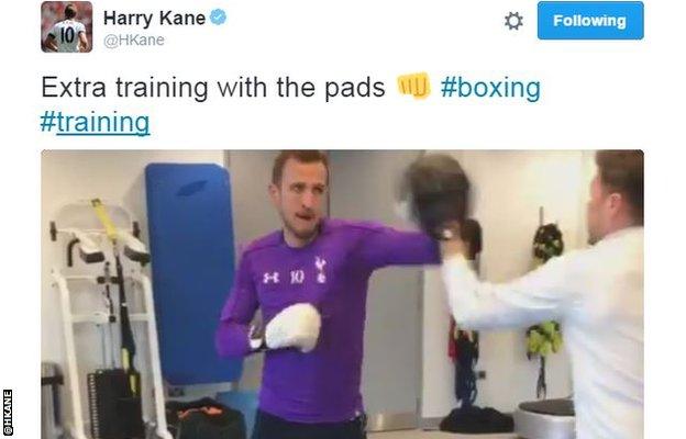 Tottenham hitman Harry Kane in the gym