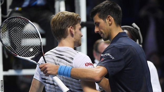 Goffin played Djokovic after Gael Monfils withdrew with a rib injury