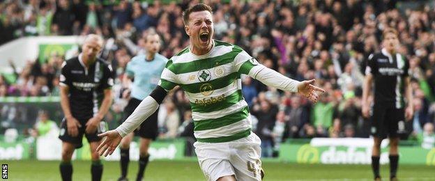 Callum McGregor scored twice when Celtic drew with Hibs in the Premiership in September