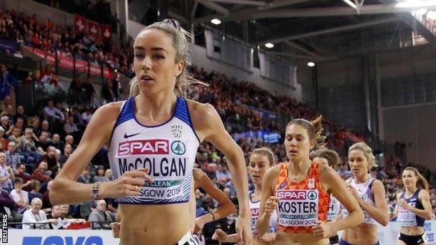 Eilish McColgan at the European Indoor Athletics Championships