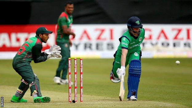 Ireland opener William Porterfield scampers in against Bangladesh