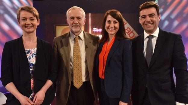 Yvette Cooper, Jeremy Corbyn, Liz Kendall and Andy Burnham