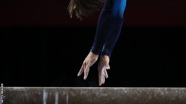 Generic shot of balance beam routine