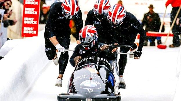 Lamin Deen (front) and his pushers Ben Simons, Bruce Tasker, and Joel Fearon