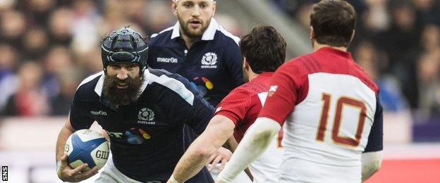 Scotland forward Josh Strauss in action against France