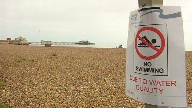 Worthing beach warning