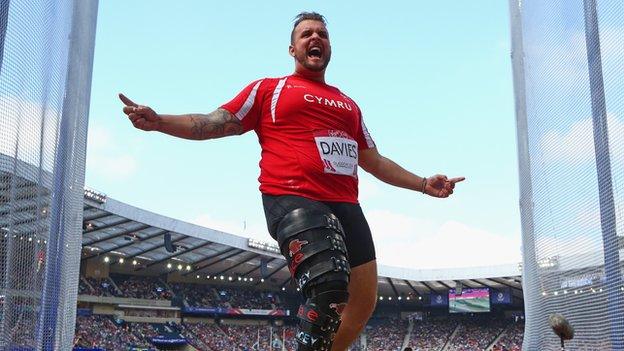 Aled Sion Davies competes for Wales at the 2014 Commonwealth Games