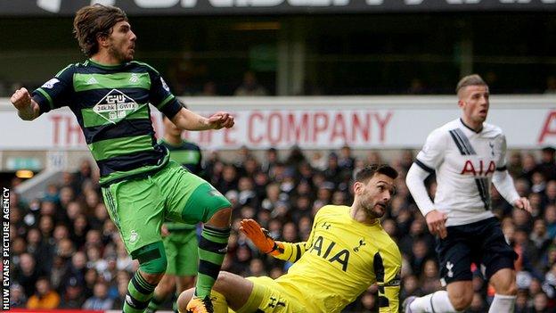 Alberto Paloschi scored his first Swansea goal to put them ahead against Tottenham